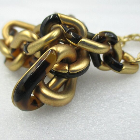 Chico's Women's Gold & Tortoiseshell Chain Link Necklace Jewelry Old Money NEW - Picture 6 of 6